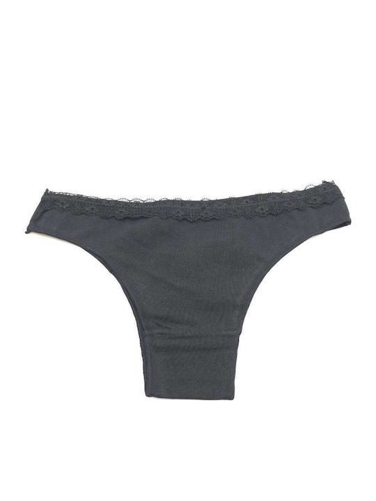 Hand's Foner Cotton Women's Briefs with Lace Black
