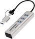 LogiLink USB Hub 3 Ports USB 3.2 with USB-C Connection Gray