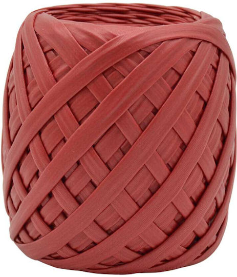 Ribbon Metallic Leather Yarn 5-7mm Matte Red