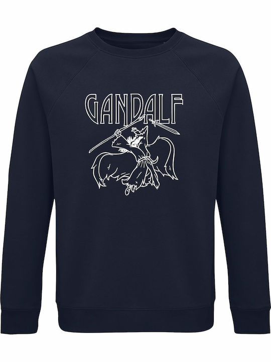 Sweatshirt Organic Unisex " Lotr Ft Led Zeppelin Gandalf Rocks " French Navy