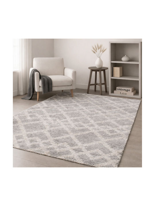 Zottelig Geometrisches Wohnzimmer Teppich Rechteckig Ecru Grau 240x300cm