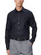 Long Sleeve Linen Shirt Dark Blue