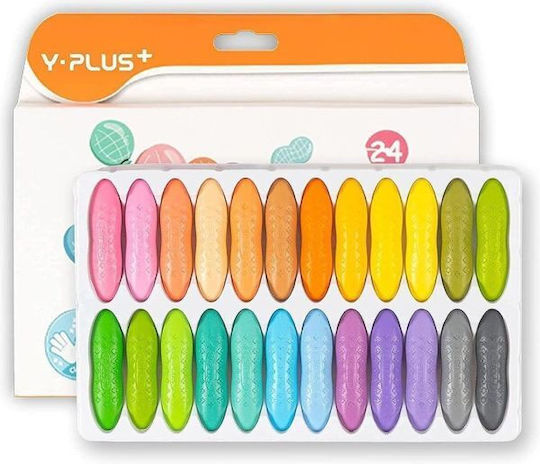 Set Crayons 24 Pieces Y-plus Peanut Pastel Clean Hand Crayons