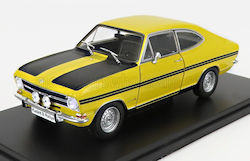 Model Static Metalic Opel Kadett B Rallye 1970 Scara 1:24 Galben Negru