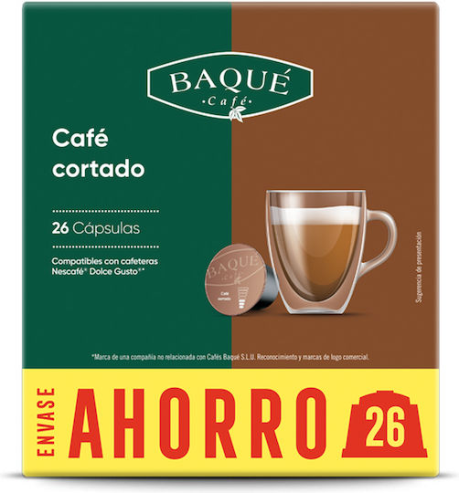 Baque Cafe Kaffeekapseln Espresso Cortado Kompatibel mit Dolce Gusto Maschine 26 Stück