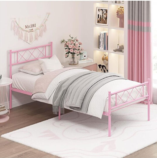 Stewehome Pat Retro Metalic Pentru Fete Cameră Copii Roz 90x200cm