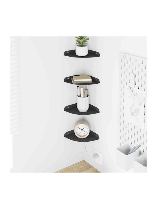 Black Wall Shelves (4 Pieces) 15x15x2cm