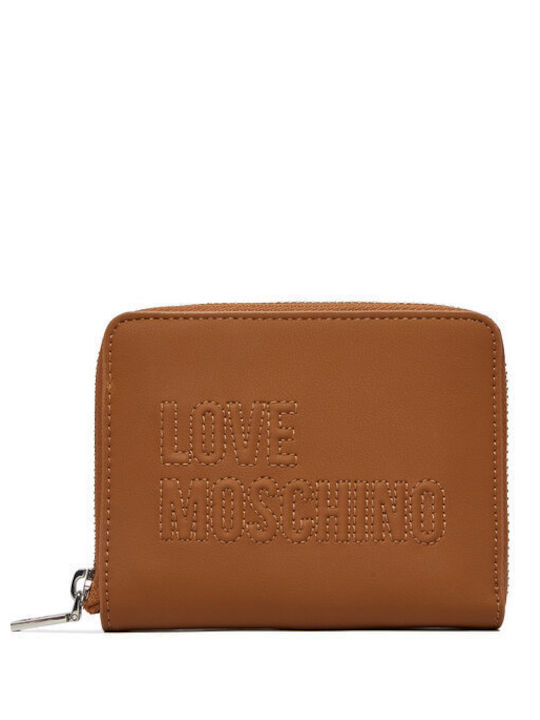 Moschino Kleines Leder Damenbrieftasche Braun