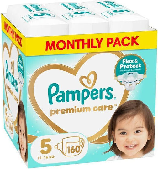Pampers Tape Diapers Premium Care No 5 for 11-18kg 160 Pieces