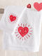 Rythmos Bath Towel Loveheart White-Red 2pcs