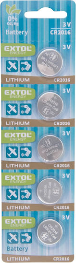 Lithium Batteries 3v Extol Energy 42053 5 Pcs Metallic Cr2016