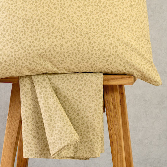 24home.gr Super-Double Set 4 Pieces 160x200+32cm with Rubber Hugger Olive-Beige