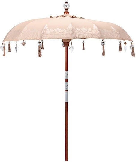 Umbrelă Rotundă Din Lemn Oriental Lounge Bej Φ1.8m