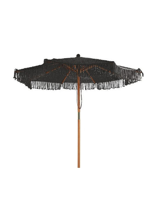 Professional Circular Wicker Black Garden & Terrace Parasol Φ2.5m