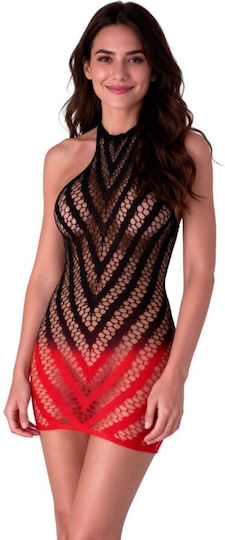 Passion Bs117 Black Red Gradient Bodystocking Dress