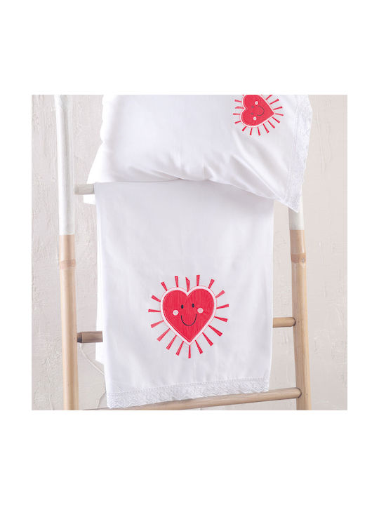 Rythmos Set Baby Sheets Crib Cotton Loveheart White 100x160cm 3pcs