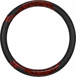 Κάλυμμα Τιμονιού Αυτοκινήτου 37-39cm Pvc & Καουτσούκ Αντιολισθητικό Μαύρο Καφέ Wood Design