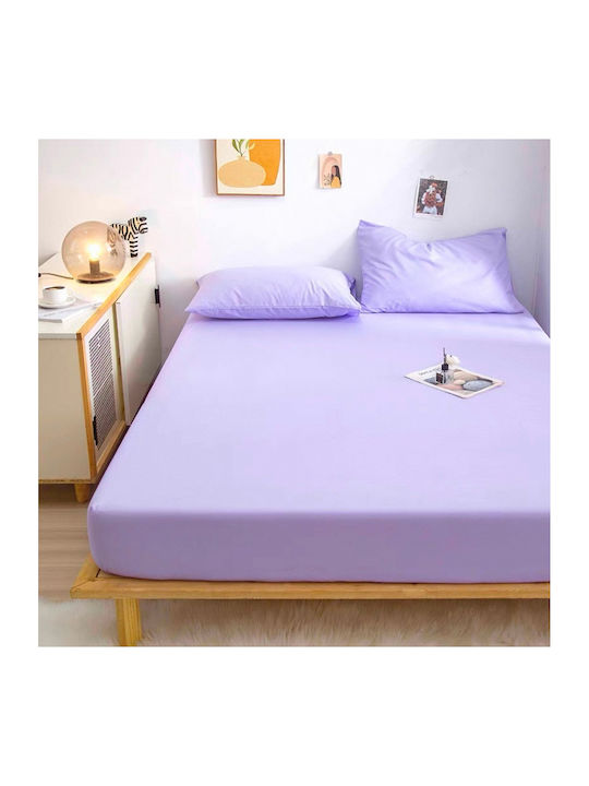 Lucktora Σεντόνι King Size με Λάστιχο 180x200+30εκ. Μοβ