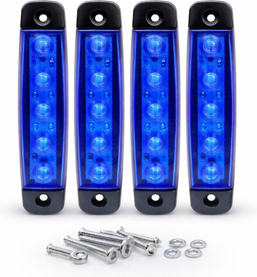 Led Truck Volume Lights Blue 12v-24v 4 Pieces Waterproof Side Marker 6 Led – Qp-1546