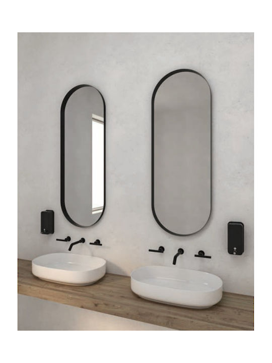 Iron Semi Oval Bathroom Mirror 45x100cm Black