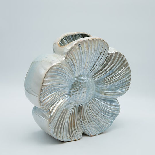 Decorative Vase Ceramic Flower White x10xDimension 27.5cm