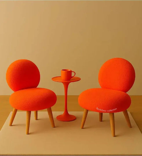 Stewehome Moderner Sessel Wohnzimmer Rundes Design Orange 53x53x42 cm Stewehome Moderner Sessel Wohnzimmer Rundes Design Orange 53x53x42 cm