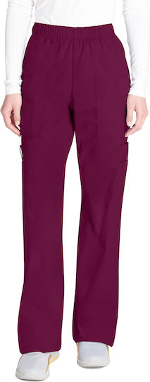 Cherokee Core Stretch Female Medical Pants Burgundy from Cotton and Polyester