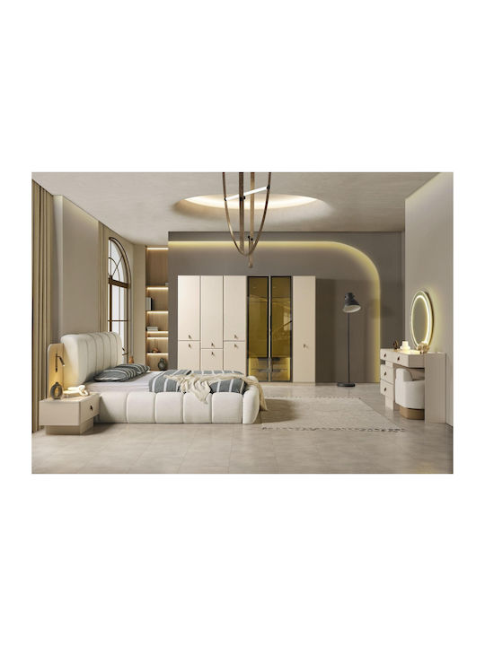 Stewehome Спален Комплект Бежов Модерен Извити 5 Бройки 160x200см