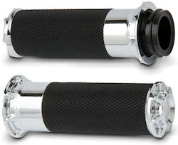 Arlen Ness Χειρολαβές Grips Μοτοσυκλέτας Harley Davidson '74 '21 Single Dual Throttle Cables Χρώμιο Fusion Billet Beveled Grips Chrome