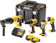 DEWALT DCK440P2T Σετ Δραπανοκατσάβιδο, Κρουστικό Δραπανοκατσάβιδο, Πιστολέτο & Φακός Brushless 18V με 2 Μπαταρίες 5Ah και Θήκη