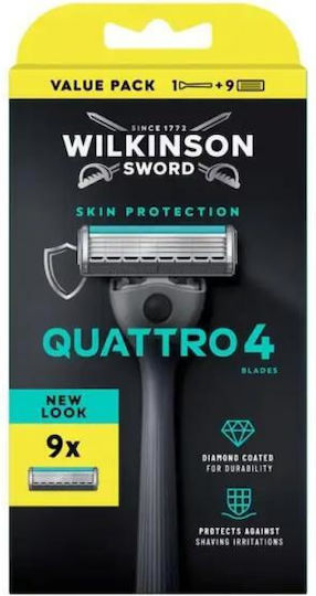 Wilkinson Sword Quattro 4 Aparat de Ras cu Cap de Schimb cu 4 Lame
