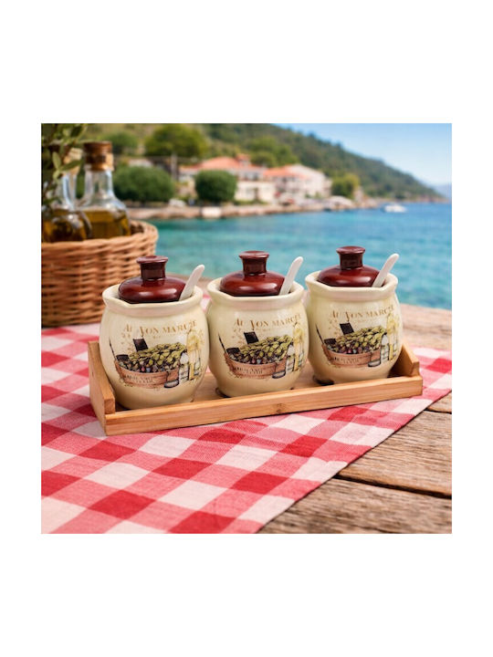 Galifas Set of 3 General Use Vases with Lid and Ceramic Stand