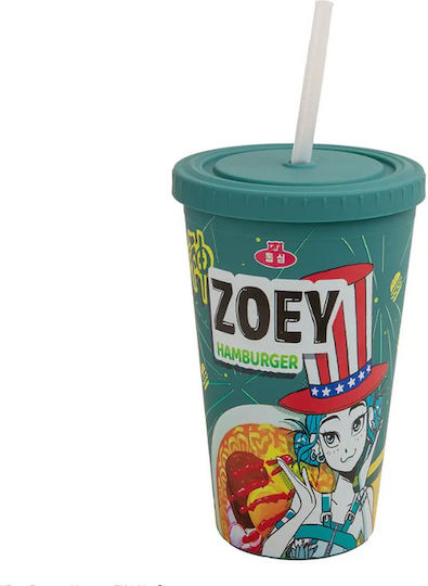 Cinereplicas Pahar Din Plastic Verde Cu Pai 475ml