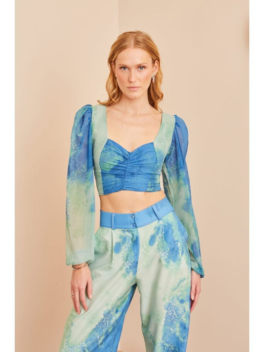 Women's Crop Top Long Sleeve Pistachio