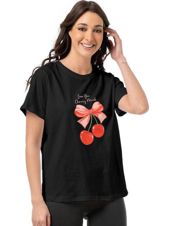 Bodymove Damen Bluse Baumwolle Cherry Schwarz