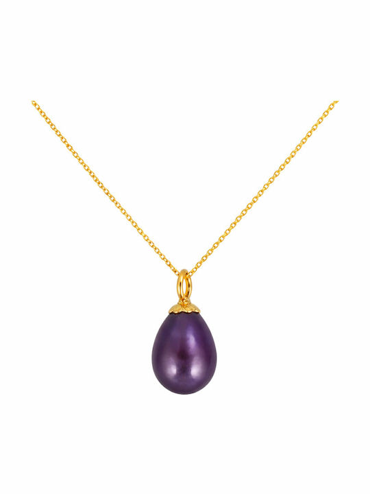 Atofio Kosmima Necklace From 14K Gold With Black Pearls