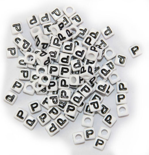 Acryl Perlen Würfel Buchstaben P 6mm 25Stück 19-16
