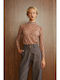 Women's Blouse with Lace Terracotta