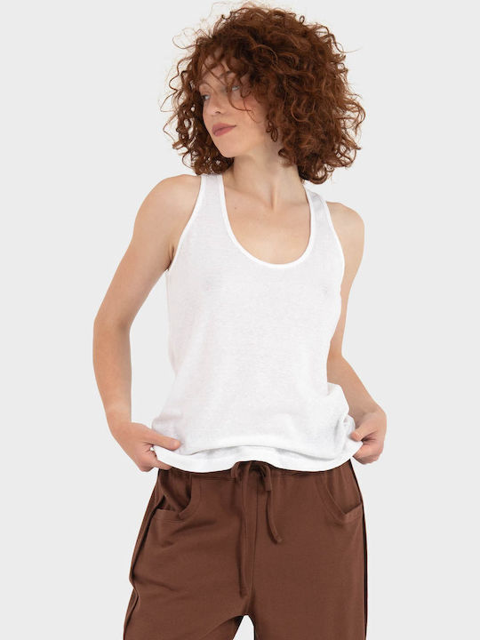 Collectiva Noir Women's Summer Linen Top White