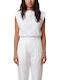Women's Cotton Sleeveless Top with Zipper White
