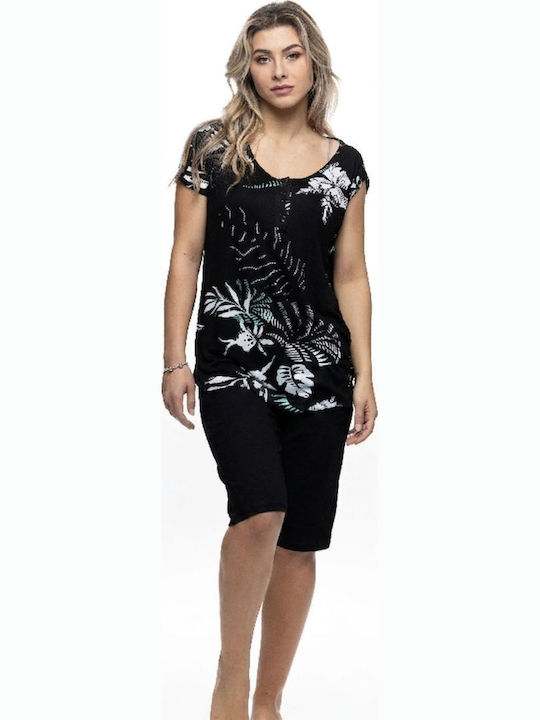 Galaxy Summer Women's Cotton Pyjama Set Black