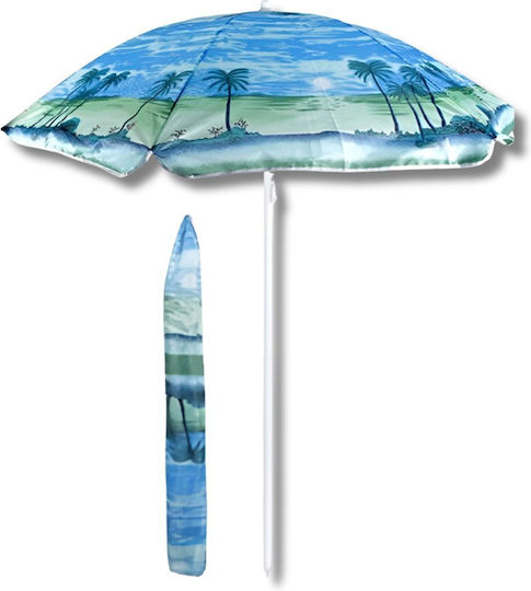 KMT Style Faltbarer Strandsonnenschirm mit Durchmesser 2m mit Strandmuster