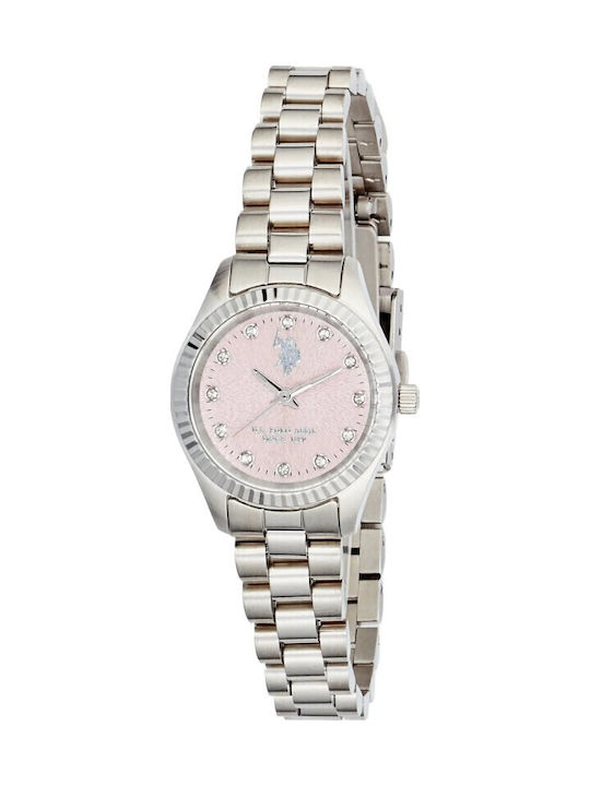 U.S. Polo Assn. Women's Watch Battery with Silver Stainless Steel Strap