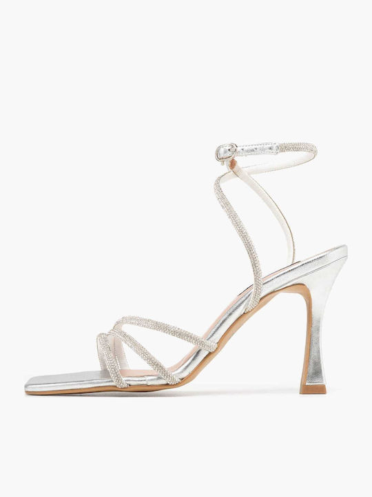 Mortoglou Damen Sandalen Leder Silber