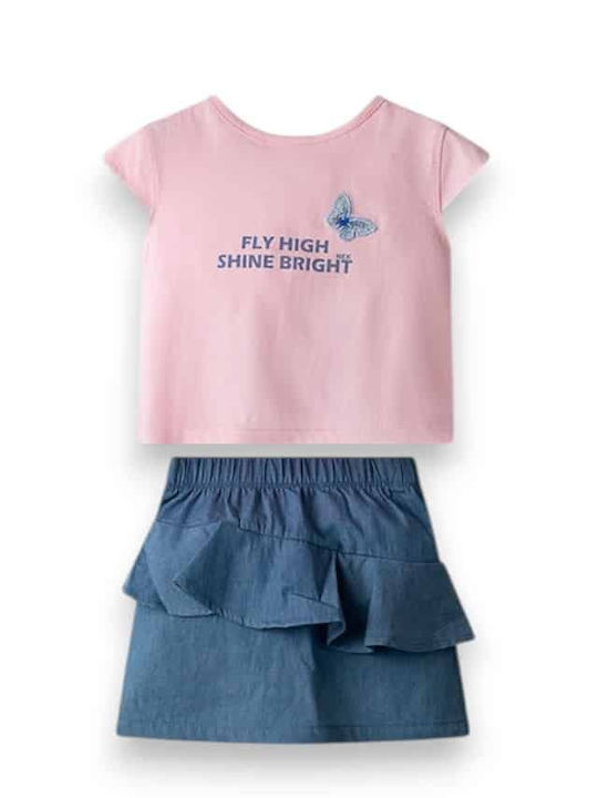 Nek Kids Wear Set Pentru Copii Cu Fustă Roz Albastră 2 Bucăți Nek Kids Wear Set Pentru Copii Cu Fustă Roz Albastră 2 Bucăți