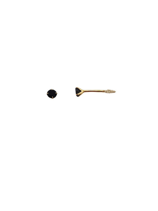 Kosmima1 Ohrringe Stecknadelverschluss aus 14K Gold mit schwarzen Steinen