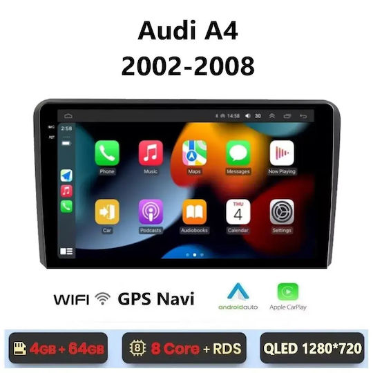 Audi A4 2002-2008 Android Multimedia 4-64gb Octacore-carplay-androidauto Gps Wi-fi Bluetooth Sg-309