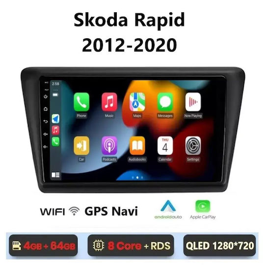 Skoda Rapid 2012-2020 Android Мултимедия 4-64GB Octacore CarPlay Android Auto GPS Wi-Fi Bluetooth SG-304