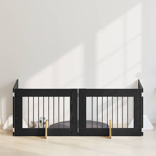 vidaXL Метална Врата За Куче В Черен Цвят 80 x 60 x 60 см