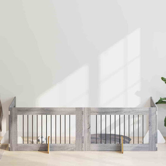 vidaXL Метална Врата За Куче В Сив Цвят 100 x 60 x 60 см